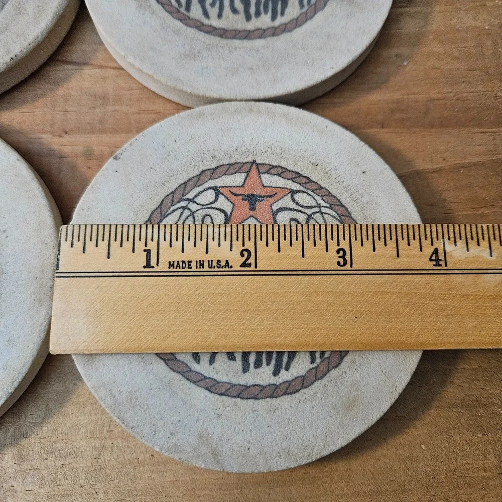 Western‎ Cowboy Coasters Set of 4 Cork Back Rustic Rodeo Horse Silhouette Stone